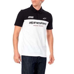 Alpinestars Men's Black and White short sleeve paddock Polo Shirt